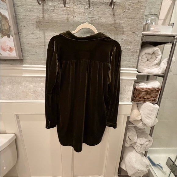 Large r. Vivimos Womens Velvet Long Sleeve Pocket Casual Mini Shirt Dress green - Picture 14 of 14